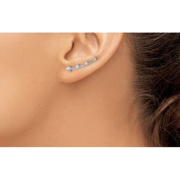 14K White Gold Lab Grown Diamond SI1/SI2, G H I, Earring Climbers - Picture 3 of 5